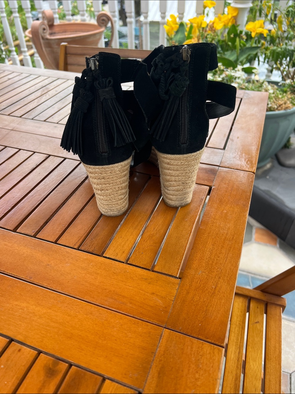 Black Suede Strappy Wedge Sandals - Women - Picture 3 of 7